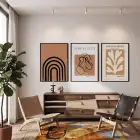 Soyut Formlar Toprak Palet 3lü Siyah Çerçeveli Tablo Seti Poster Tablo Resim Çerçevesi Dekoratif