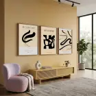 Bohem Siyah Soyut Desenler 3lü Ahşap Çerçeveli Tablo Seti Bohem Tablo Poster Tablo Duvar Tablo Ev