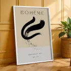 Bohem Siyah Soyut Desenler 3lü Beyaz Çerçeveli Tablo Seti Bohem Tablo Duvar Tablo Oda Dekorasyonu