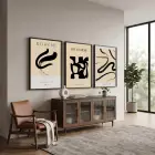 Bohem Siyah Soyut Desenler 3lü Siyah Çerçeveli Tablo Seti Bohem Tablo Tablo Çerçeve Salon Duvar