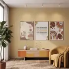 Şükran Günü Bohem Desenler 3lü Ahşap Çerçeveli Tablo Seti Bohem Tablo Salon Duvar Tablo Poster