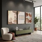 Şükran Günü Bohem Desenler 3lü Ahşap Çerçeveli Tablo Seti Bohem Tablo Salon Duvar Tablo Poster