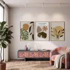 Avantgarde Organik Formlar 3lü Ahşap Çerçeveli Tablo Seti Resim Çerçevesi Tablo Salon Aksesuarları