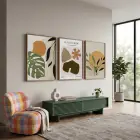 Avantgarde Organik Formlar 3lü Ahşap Çerçeveli Tablo Seti Resim Çerçevesi Tablo Salon Aksesuarları