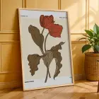 Retro Botanik Çiçekler 3lü Ahşap Çerçeveli Tablo Seti Bohem Tablo Duvar Tablo Oda Dekorasyonu Salon