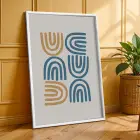 Mavi Yeşil Minimalist Desenler 3lü Beyaz Çerçeveli Tablo Seti Tablo Çerçeve Salon Duvar Tablo Dekor