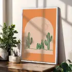 Toprak Tonlu Kaktüs Palmiye Üçlüsü 3lü Beyaz Çerçeveli Tablo Seti Poster Tablo Resim Çerçevesi