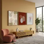 Bohem Çizgiler & Doğal Tonlar 3lü Ahşap Çerçeveli Tablo Seti Bohem Tablo Poster Tablo Duvar Tablo