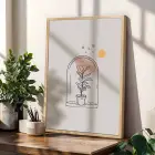 Bohem Çizgiler & Doğal Tonlar 3lü Ahşap Çerçeveli Tablo Seti Bohem Tablo Poster Tablo Duvar Tablo