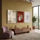 Bohem Çizgiler & Doğal Tonlar 3lü Beyaz Çerçeveli Tablo Seti Bohem Tablo Resim Çerçevesi Tablo