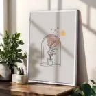 Bohem Çizgiler & Doğal Tonlar 3lü Beyaz Çerçeveli Tablo Seti Bohem Tablo Resim Çerçevesi Tablo