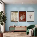 Bohem Çizgiler & Doğal Tonlar 3lü Siyah Çerçeveli Tablo Seti Bohem Tablo Duvar Tablo Oda
