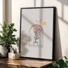 Bohem Çizgiler & Doğal Tonlar 3lü Siyah Çerçeveli Tablo Seti Bohem Tablo Duvar Tablo Oda