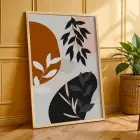 Organik Eğriler Yaprak Motifleri 3lü Ahşap Çerçeveli Tablo Seti Salon Duvar Tablo Poster Tablo