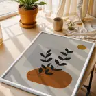 Organik Eğriler Yaprak Motifleri 3lü Beyaz Çerçeveli Tablo Seti Poster Tablo Duvar Tablo Ev
