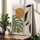 Organik Eğriler Yaprak Motifleri 3lü Beyaz Çerçeveli Tablo Seti Poster Tablo Duvar Tablo Ev