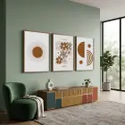 Toprak Tonları Bohem Sanat Seti 3lü Ahşap Çerçeveli Tablo Seti Bohem Tablo Duvar Tablo Oda