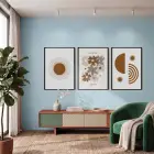 Toprak Tonları Bohem Sanat Seti 3lü Siyah Çerçeveli Tablo Seti Bohem Tablo Resim Çerçevesi Tablo