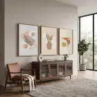 Doğal Soyut Formlar 3lü Ahşap Çerçeveli Tablo Seti Salon Duvar Tablo Poster Tablo