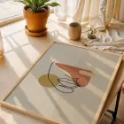 Doğal Soyut Formlar 3lü Ahşap Çerçeveli Tablo Seti Salon Duvar Tablo Poster Tablo