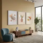 Doğal Soyut Formlar 3lü Beyaz Çerçeveli Tablo Seti Poster Tablo Resim Çerçevesi Dekoratif Obje