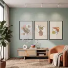 Doğal Soyut Formlar 3lü Siyah Çerçeveli Tablo Seti Duvar Tablo Oda Dekorasyonu Salon Aksesuarları