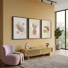 Doğal Soyut Formlar 3lü Siyah Çerçeveli Tablo Seti Duvar Tablo Oda Dekorasyonu Salon Aksesuarları