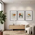Toprak Tonları Soyut Formlar 3lü Siyah Çerçeveli Tablo Seti Tablo Çerçeve Duvar Dekoru Ev