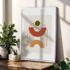 Toprak Tonlu Organik Geometri 3lü Beyaz Çerçeveli Tablo Seti Duvar Tablo Oda Dekorasyonu Dekoratif