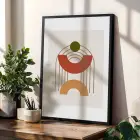 Toprak Tonlu Organik Geometri 3lü Siyah Çerçeveli Tablo Seti Poster Tablo Resim Çerçevesi Dekoratif