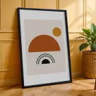 Toprak Tonlu Organik Geometri 3lü Siyah Çerçeveli Tablo Seti Poster Tablo Resim Çerçevesi Dekoratif