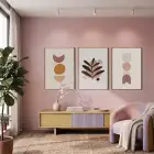 Organik Bej Tonları Tablo Seti 3lü Ahşap Çerçeveli Tablo Seti Duvar Tablo Oda Dekorasyonu Salon
