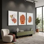 Bohem Yüzler Botanik Soyut 3lü Beyaz Çerçeveli Tablo Seti Bohem Tablo Poster Tablo Resim Çerçevesi