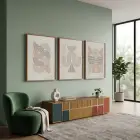 Nötr Tonlarda Kavisli Soyut Set 3lü Ahşap Çerçeveli Tablo Seti Poster Tablo Resim Çerçevesi