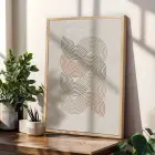 Nötr Tonlarda Kavisli Soyut Set 3lü Ahşap Çerçeveli Tablo Seti Poster Tablo Resim Çerçevesi