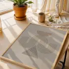 Nötr Tonlarda Kavisli Soyut Set 3lü Ahşap Çerçeveli Tablo Seti Poster Tablo Resim Çerçevesi
