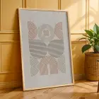 Nötr Tonlarda Kavisli Soyut Set 3lü Ahşap Çerçeveli Tablo Seti Poster Tablo Resim Çerçevesi