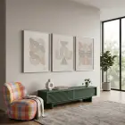 Nötr Tonlarda Kavisli Soyut Set 3lü Beyaz Çerçeveli Tablo Seti Duvar Tablo Oda Dekorasyonu Salon