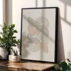 Toprak Tonlu Kavisli Desenler 3lü Siyah Çerçeveli Tablo Seti Salon Duvar Tablo Poster Tablo