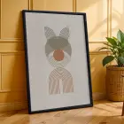 Toprak Tonlu Kavisli Desenler 3lü Siyah Çerçeveli Tablo Seti Salon Duvar Tablo Poster Tablo