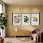 Bohem Soyut Figürlü Botanik 3lü Siyah Çerçeveli Tablo Seti Bohem Tablo Poster Tablo Duvar Tablo Ev