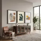 Bohem Soyut Figürlü Botanik 3lü Siyah Çerçeveli Tablo Seti Bohem Tablo Poster Tablo Duvar Tablo Ev