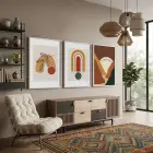 Bohem Toprak Tonları Sanat 3lü Beyaz Çerçeveli Tablo Seti Bohem Tablo Poster Tablo Duvar Tablo Ev