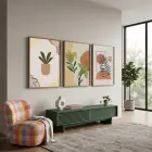 Minimalist Botanik Koleksiyonu 3lü Ahşap Çerçeveli Tablo Seti Bohem Tablo Tablo Çerçeve Salon Duvar