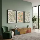 Narenciye Papatya Botanik Üçlü 3lü Siyah Çerçeveli Tablo Seti Bohem Tablo Duvar Tablo Oda