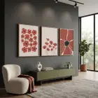 Toprak Tonlu Haşhaş Sanatı 3lü Ahşap Çerçeveli Tablo Seti Poster Tablo Resim Çerçevesi Dekoratif