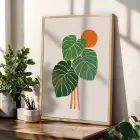 Akışkan Botanik Soyut Sanat 3lü Ahşap Çerçeveli Tablo Seti Bohem Tablo Resim Çerçevesi Tablo Salon