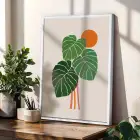 Akışkan Botanik Soyut Sanat 3lü Beyaz Çerçeveli Tablo Seti Bohem Tablo Poster Tablo Duvar Tablo Ev