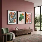 Akışkan Botanik Soyut Sanat 3lü Siyah Çerçeveli Tablo Seti Bohem Tablo Tablo Çerçeve Salon Duvar