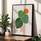 Akışkan Botanik Soyut Sanat 3lü Siyah Çerçeveli Tablo Seti Bohem Tablo Tablo Çerçeve Salon Duvar